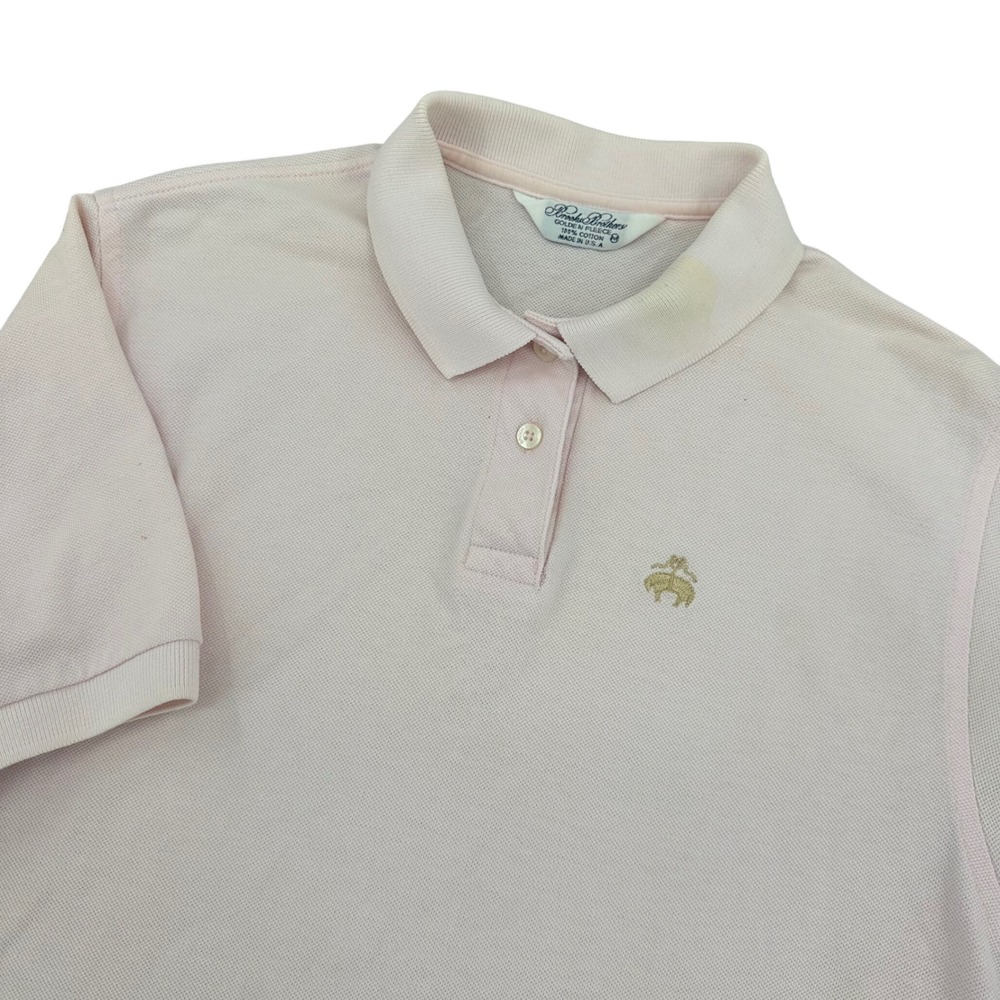 Brooks Brothers Golden Fleece  Flaw Pink Cotton Polo Shirt Mens Medium Made USA